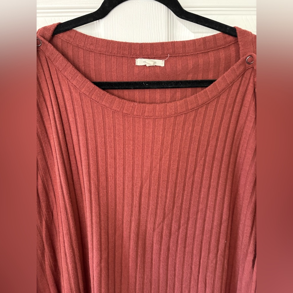 Maurices Ribbed Scoop Neck Sweater in Rust - Picture 3 of 5